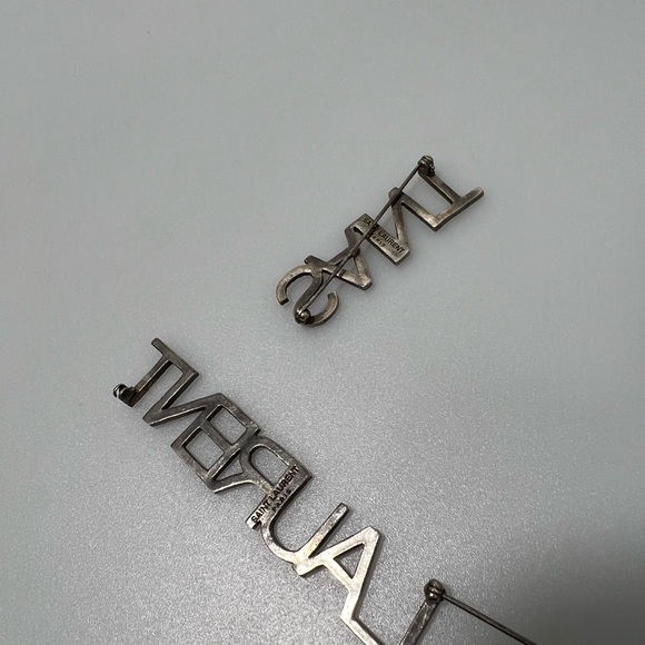 Saint Laurent Set Of Two Logo Hair Pins Silver $525 - Picture 4 of 6